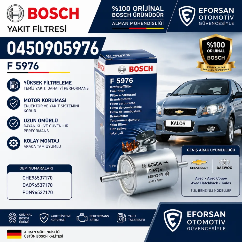 YAKIT FİLTRESİ BENZİNLİ DAEWOO KOLOS 1.2 0450905976