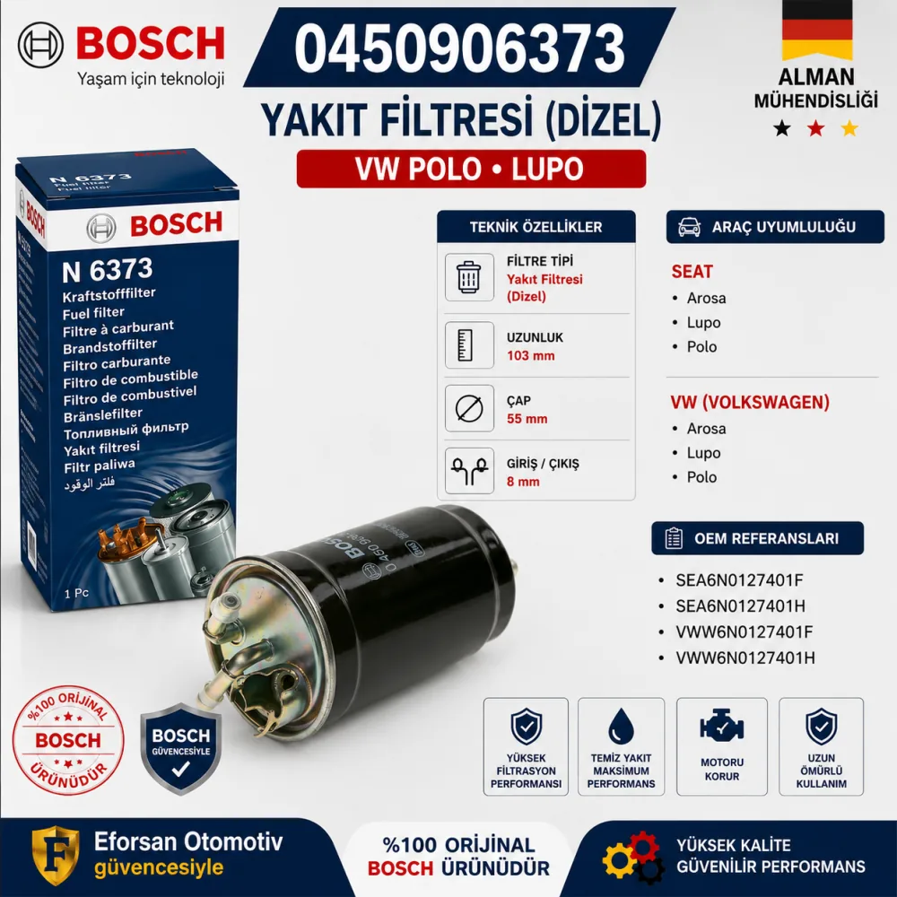 YAKIT FİLTRESİ DİZEL VW POLO LUPO 0450906373