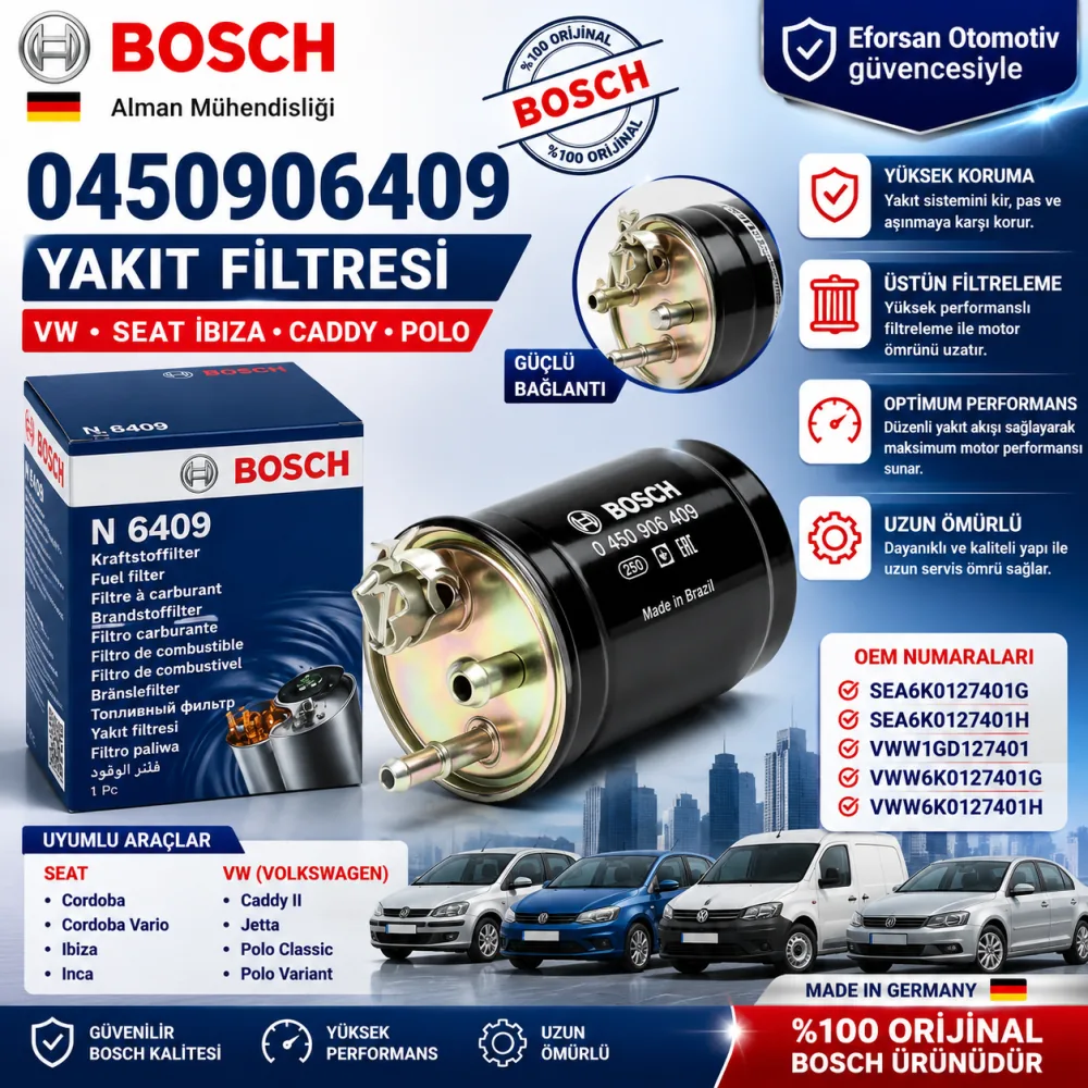 YAKIT FİLTRESİ VW SEAT İBİZA CADDY POLO 0450906409