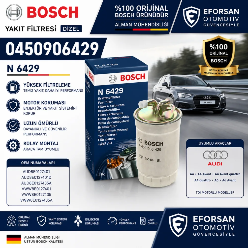 YAKIT FİLTRESİ VW A4 A6 TDI 0450906429