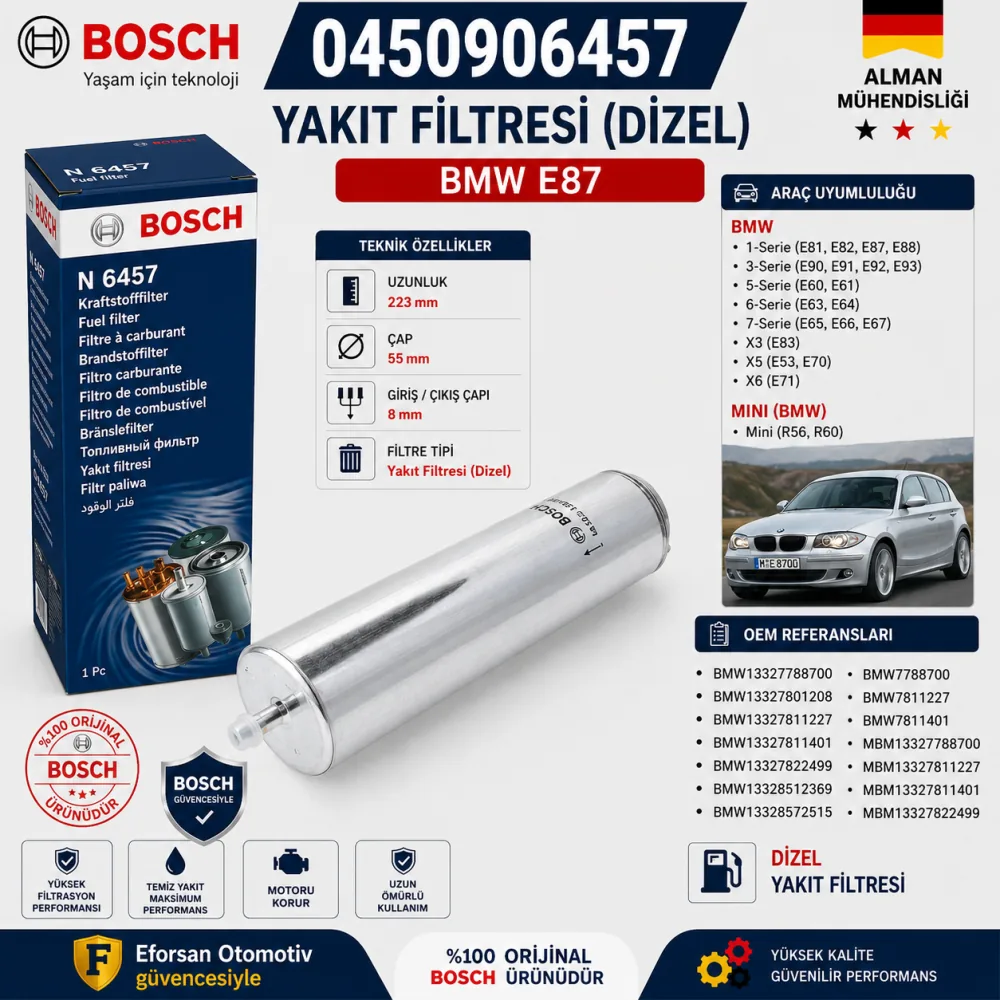 YAKIT FİLİTRESİ DİZEL BMW E-87 0450906457