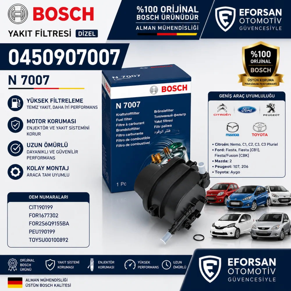 YAKIT FİLTRESİ FORD CITROEN14 0986TF0147 0450907007