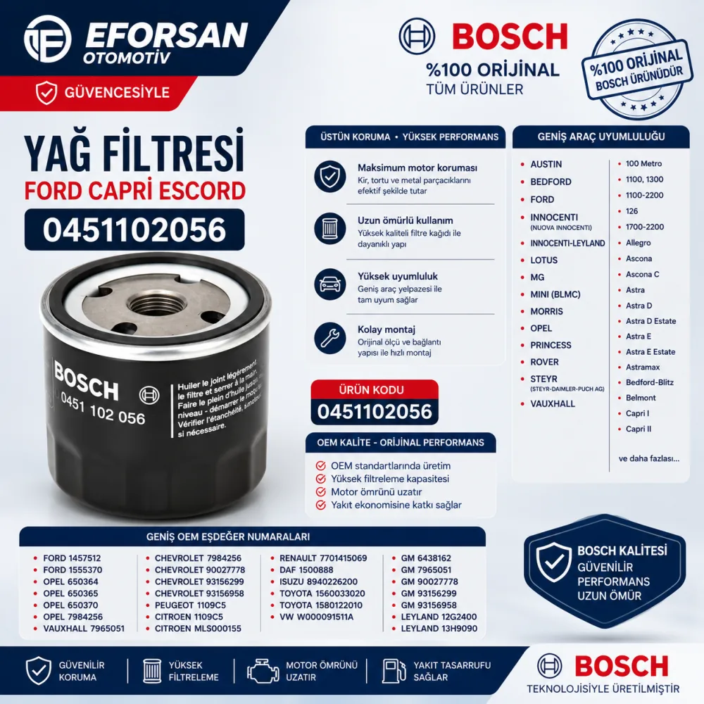YAĞ FİLTRESİ FORD CAPRİ ESCORD 0451102056