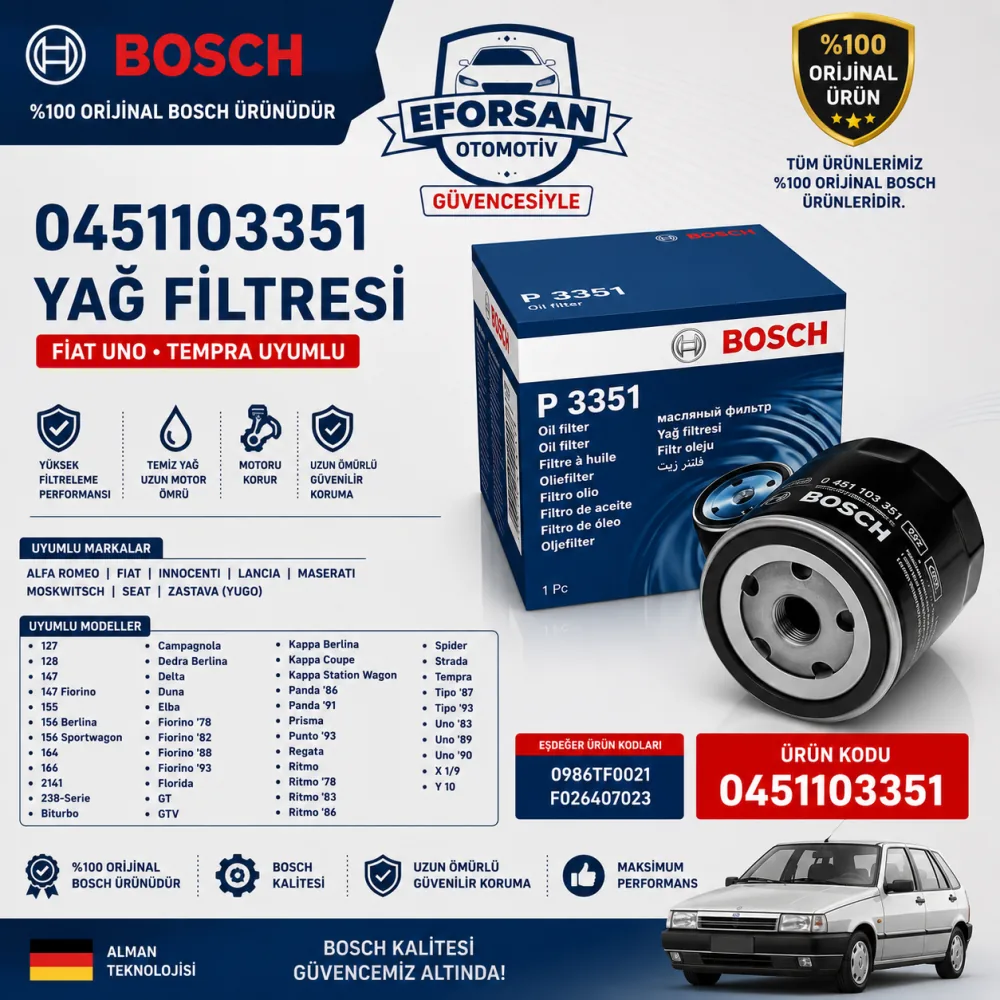 YAĞ FİLTRESİ FİAT UNO TEMPRA 0451103351