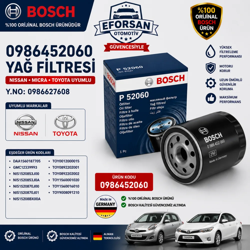 YAĞ FİLTRESİ NİSSAN MİCRA TOYTA:0986627608 0986452060