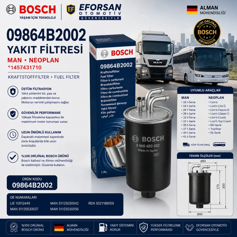 Yakıt Filtresi Man Uyumlu 09864B2002