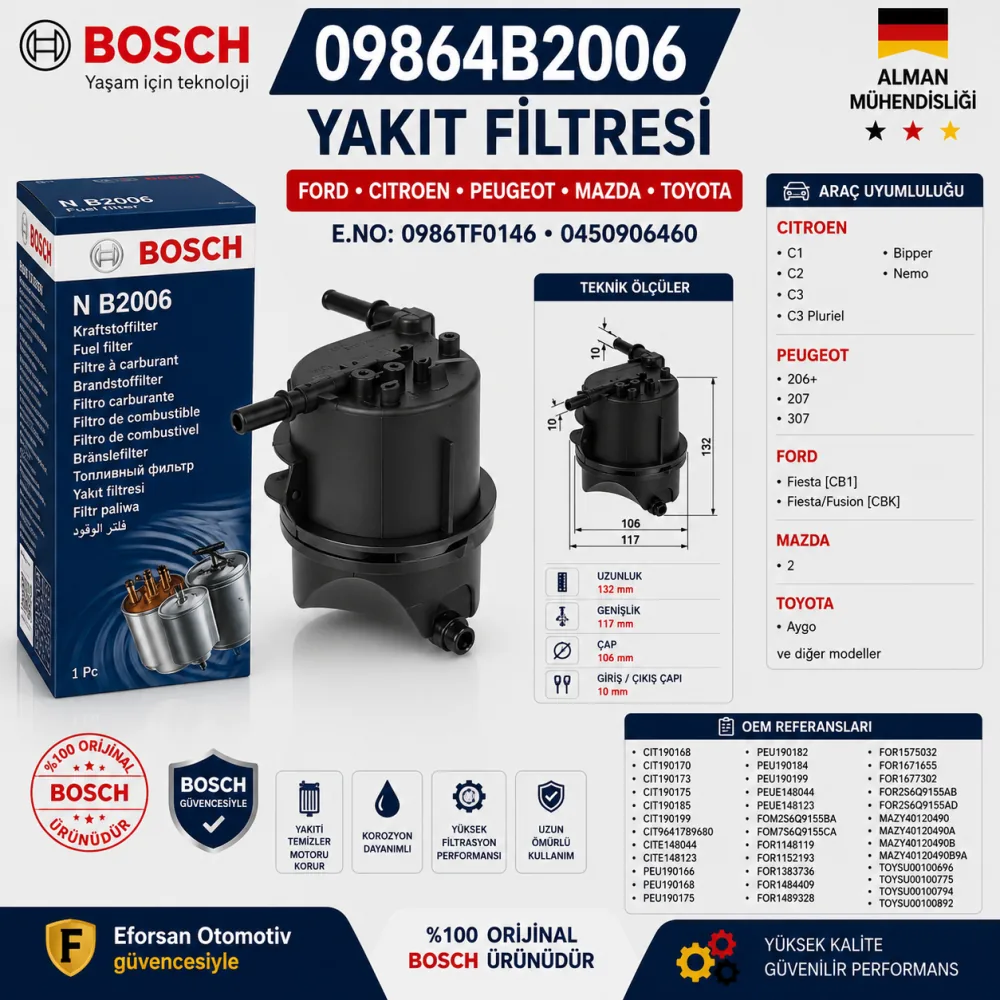 Yakıt Filtresi Ford Uyumlu 09864B2006