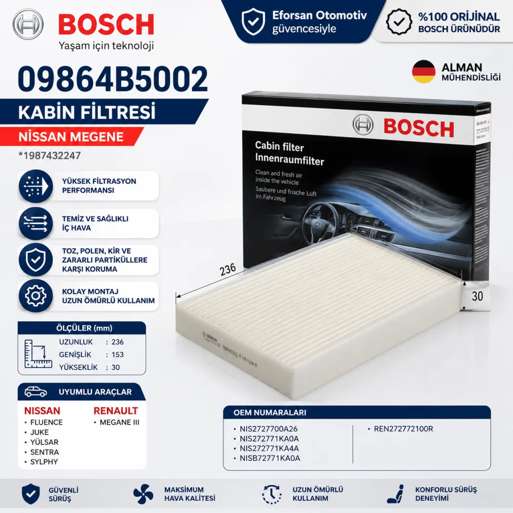 Polen Kabin Filtresi Nissan Uyumlu 09864B5002