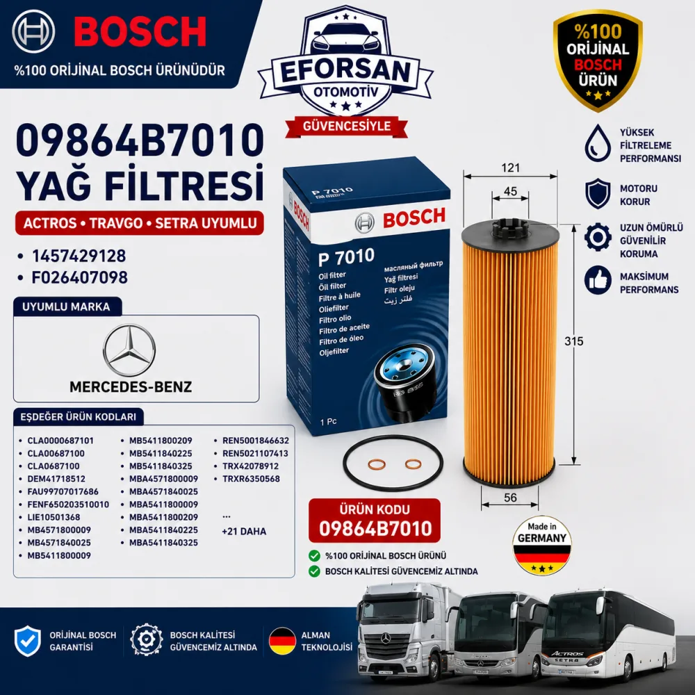 Yağ Filtresi Mercedes Uyumlu 09864B7010