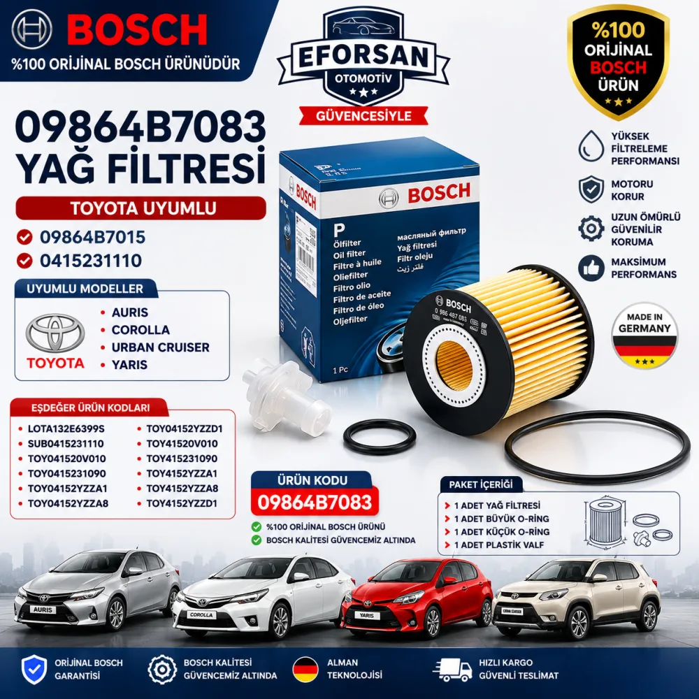 Yağ Filtresi Toyota Uyumlu 09864B7083