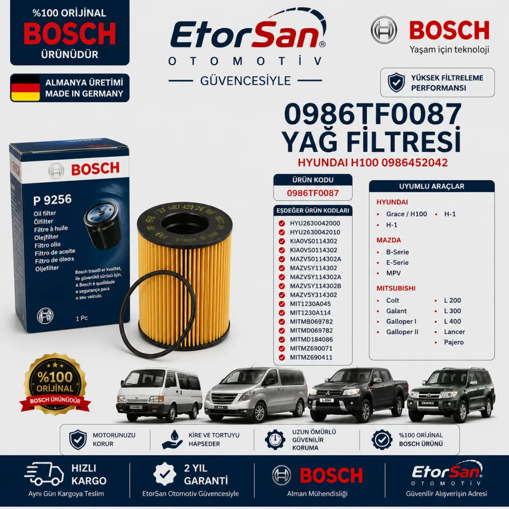 Yağ Filtresi Hyundai Uyumlu 0986TF0087