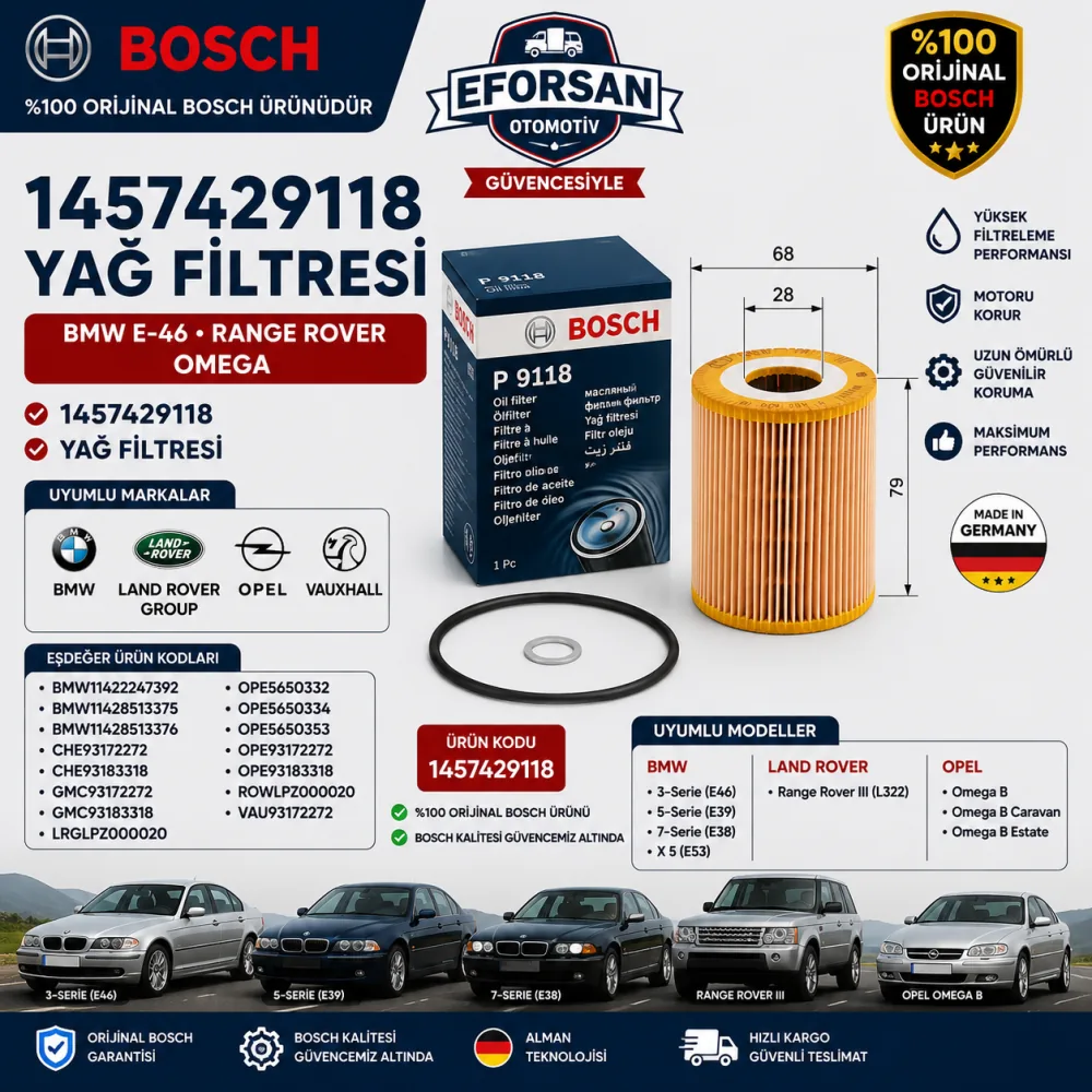Yağ Filtresi Bmw Rover Opel Uyumlu 1457429118