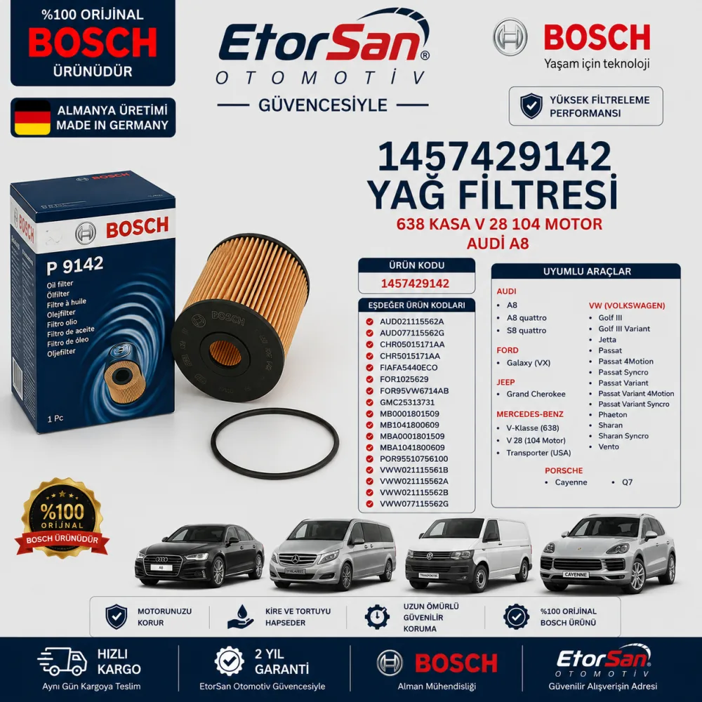 Yağ Filtresi Audi Uyumlu 1457429142