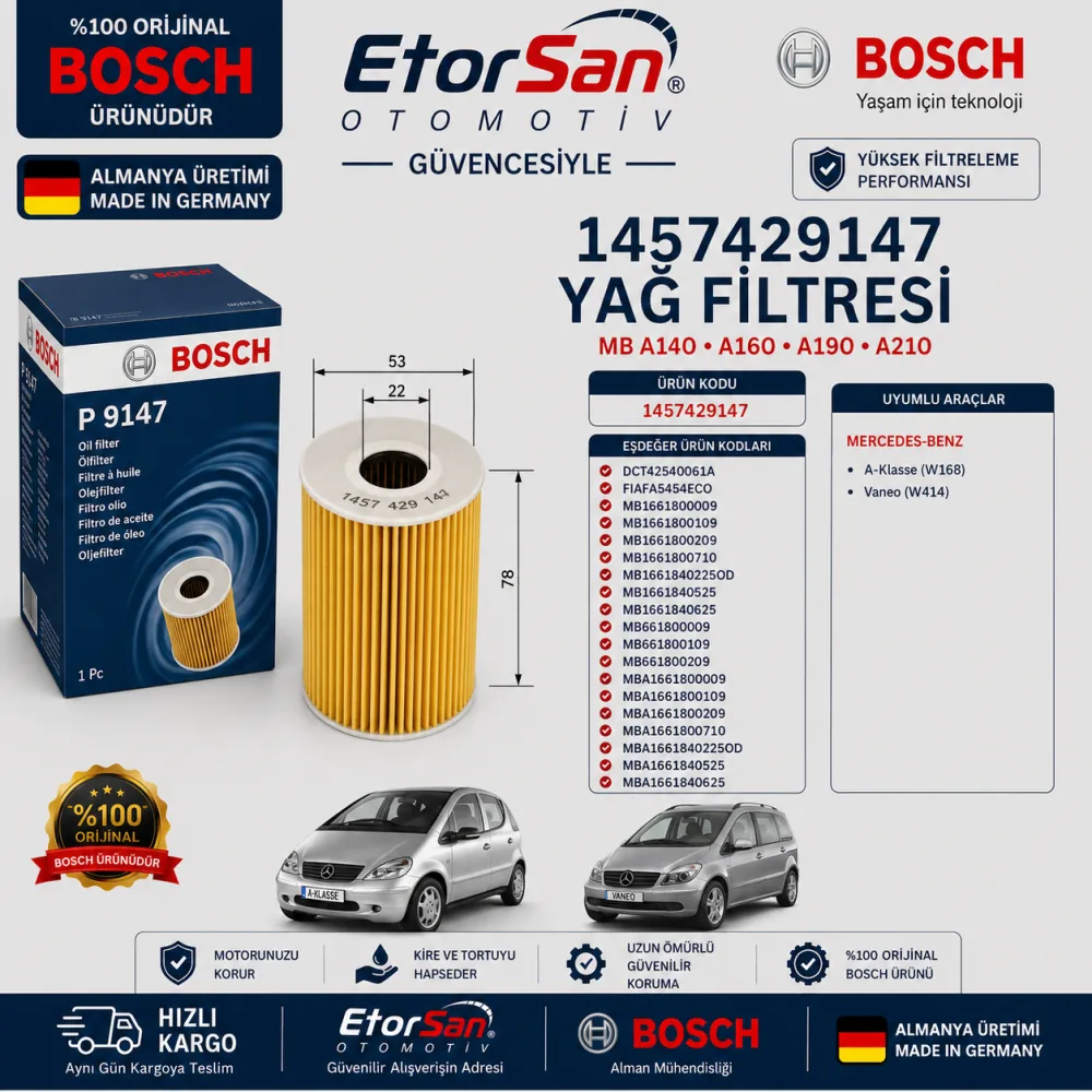 Yağ Filtresi Mercedes Uyumlu 1457429147