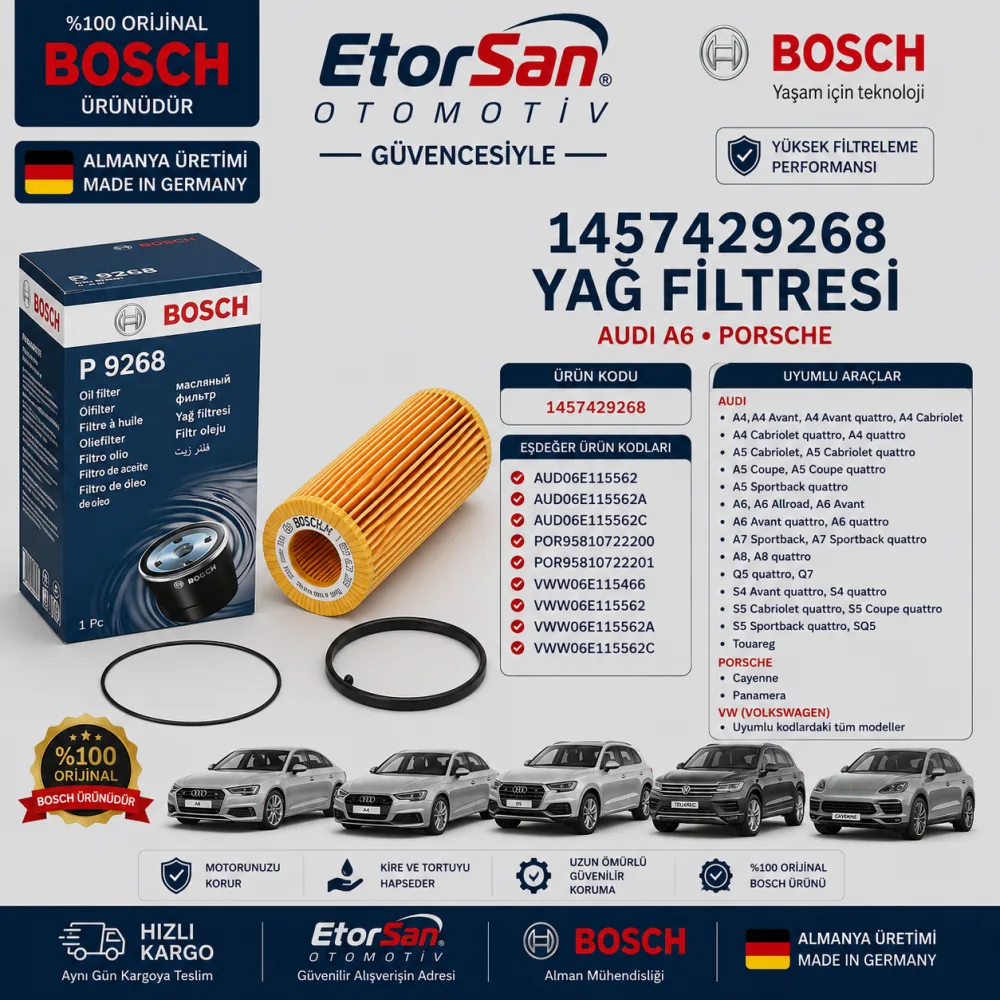 Yağ Filtresi Audi Porsche Uyumlu 1457429268