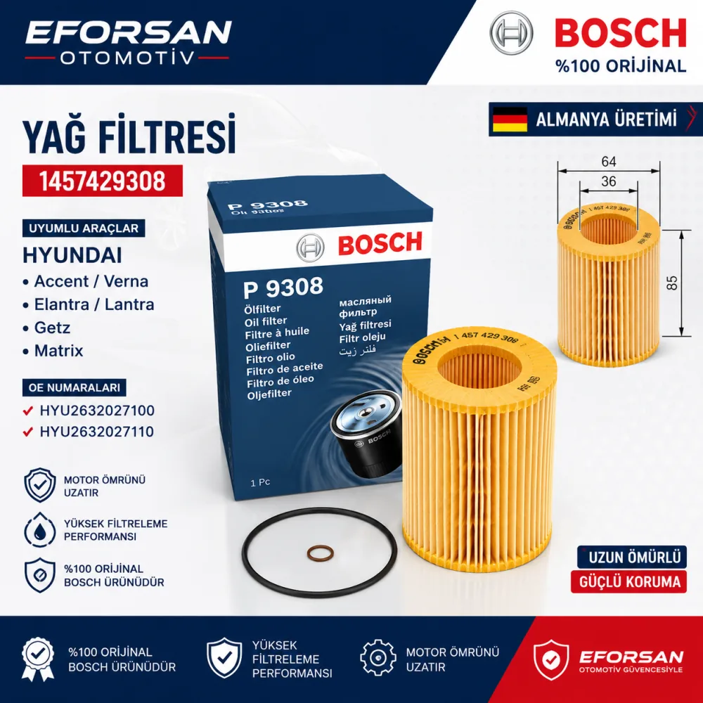 Yağ Filtresi Hyundai Uyumlu 1457429308