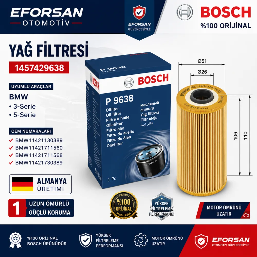Yağ Filtresi Bmw Uyumlu 1457429638