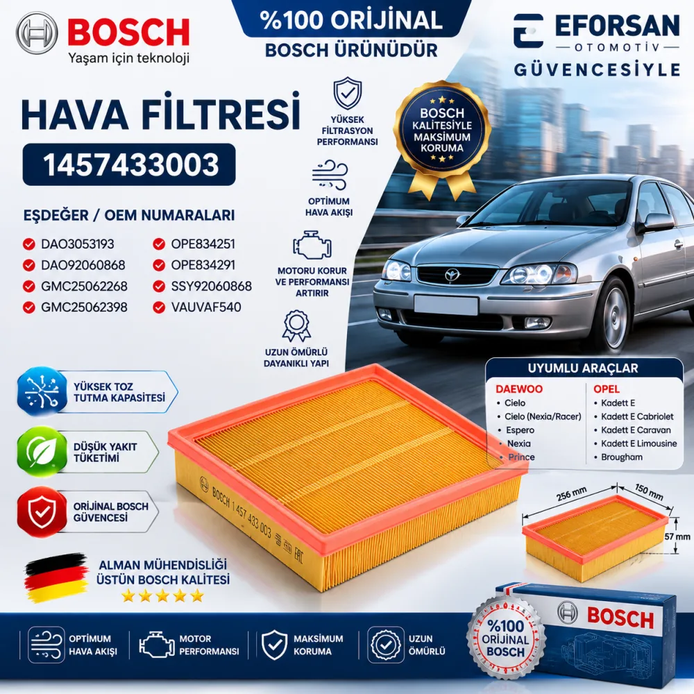 Hava Filtresi Daewoo Universal Opel Uyumlu 1457433003