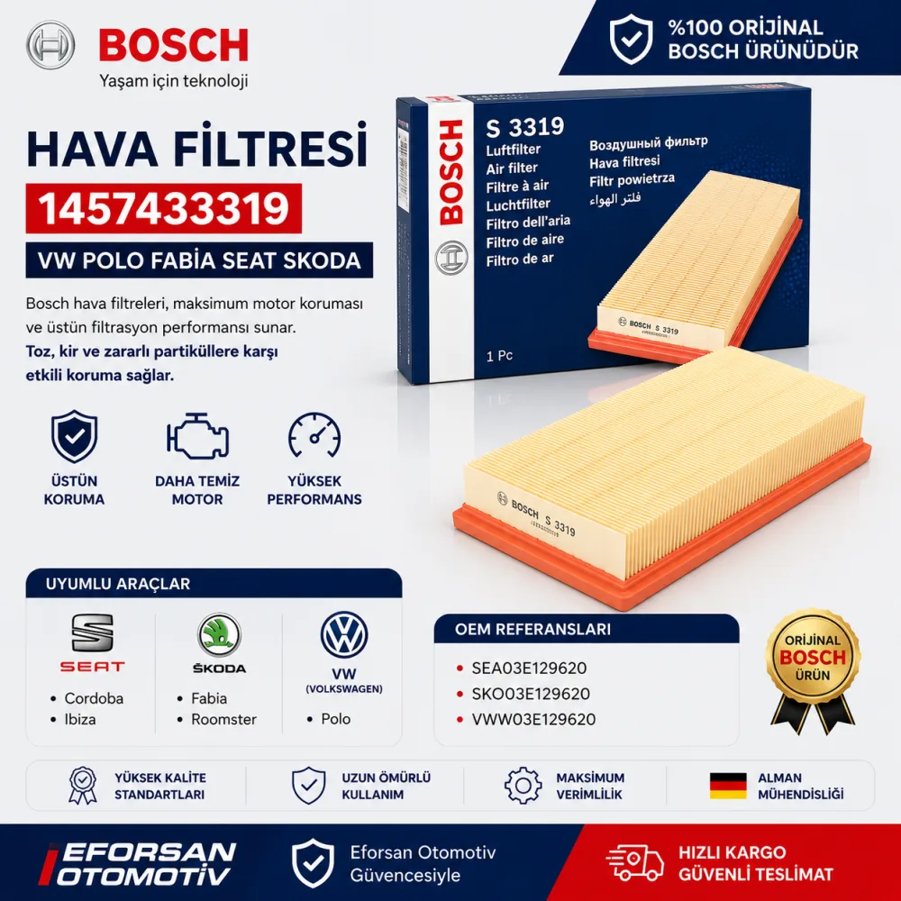 Hava Filtresi Volkswagen Skoda Seat Uyumlu 1457433319