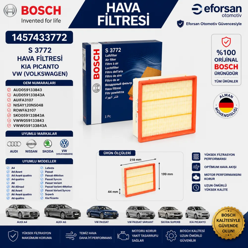 Hava Filtresi Kia Volkswagen Uyumlu 1457433772