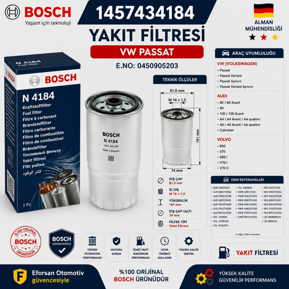 Yakıt Filtresi Volkswagen Uyumlu 1457434184