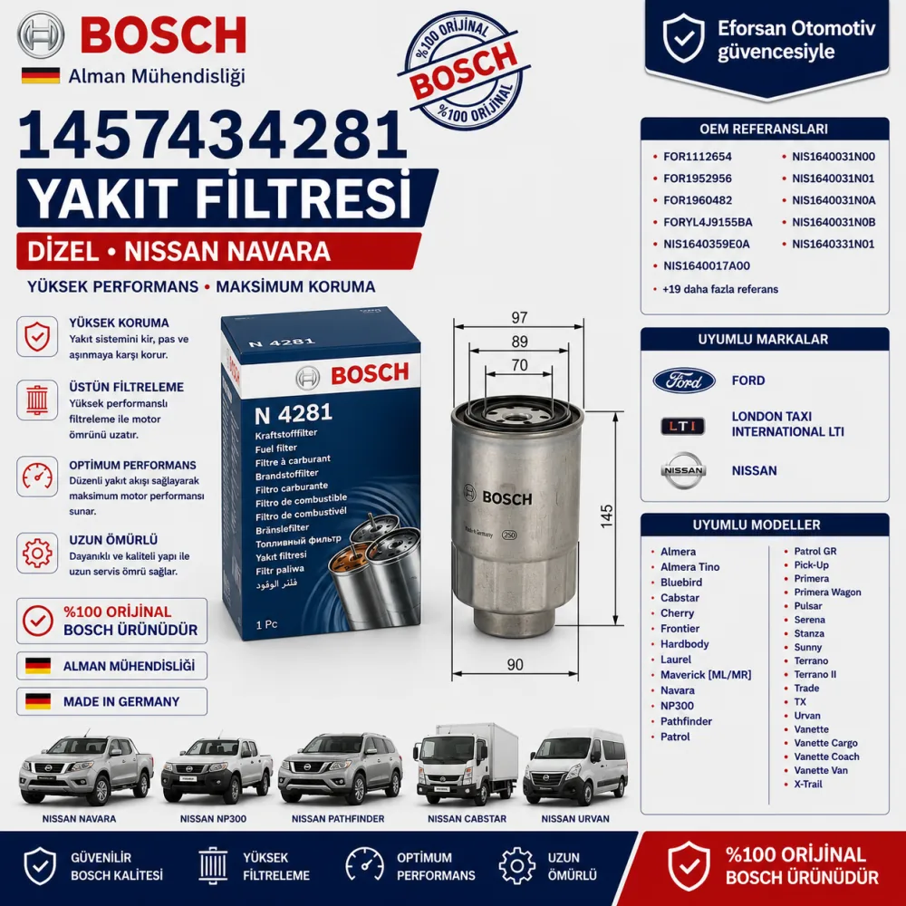 Yakıt Filtresi Nissan Uyumlu 1457434281