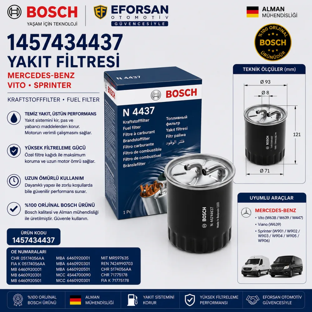 Yakıt Filtresi Mercedes Uyumlu 1457434437