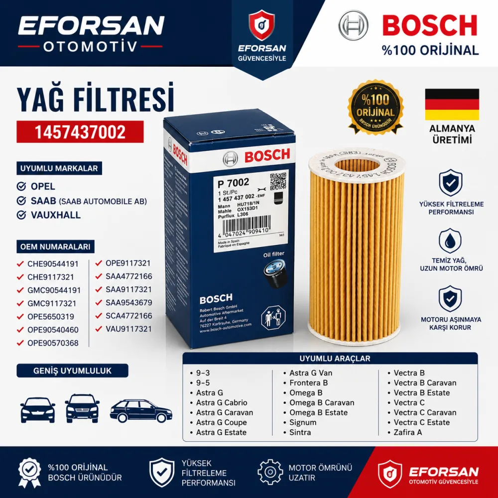 Yağ Filtresi Chevrolet Opel Uyumlu 1457437002