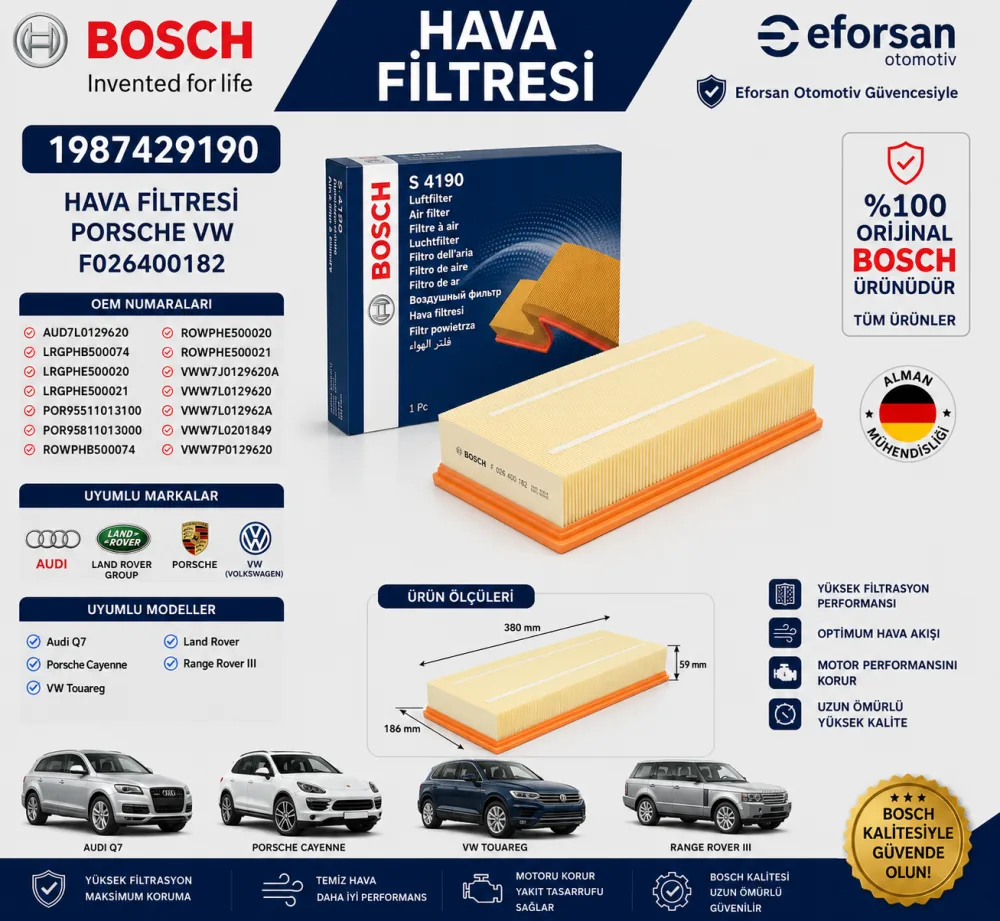 Hava Filtresi Porsche Volkswagen Uyumlu 1987429190