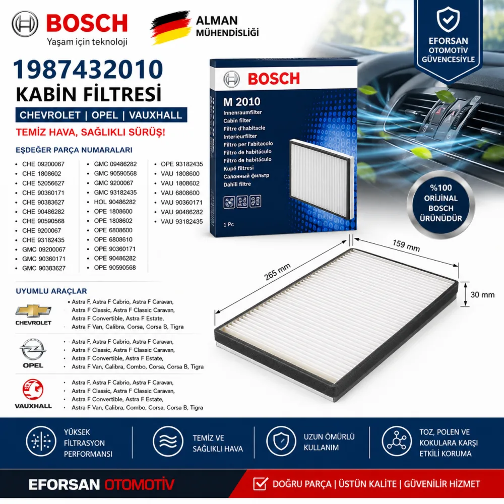 Polen Kabin Filtresi Chevrolet Opel Uyumlu 1987432010