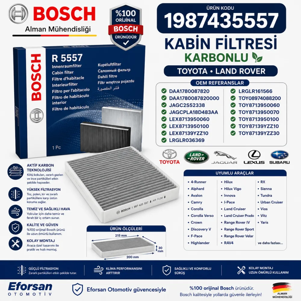 Polen Kabin Filtresi Toyota Land Rover Uyumlu 1987435557