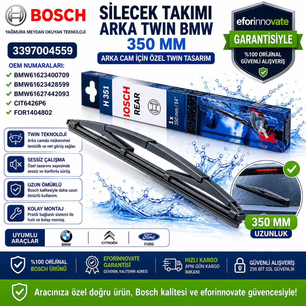 Twin Arka Cam Sileceği 350 mm Bmw Uyumlu 3397004559