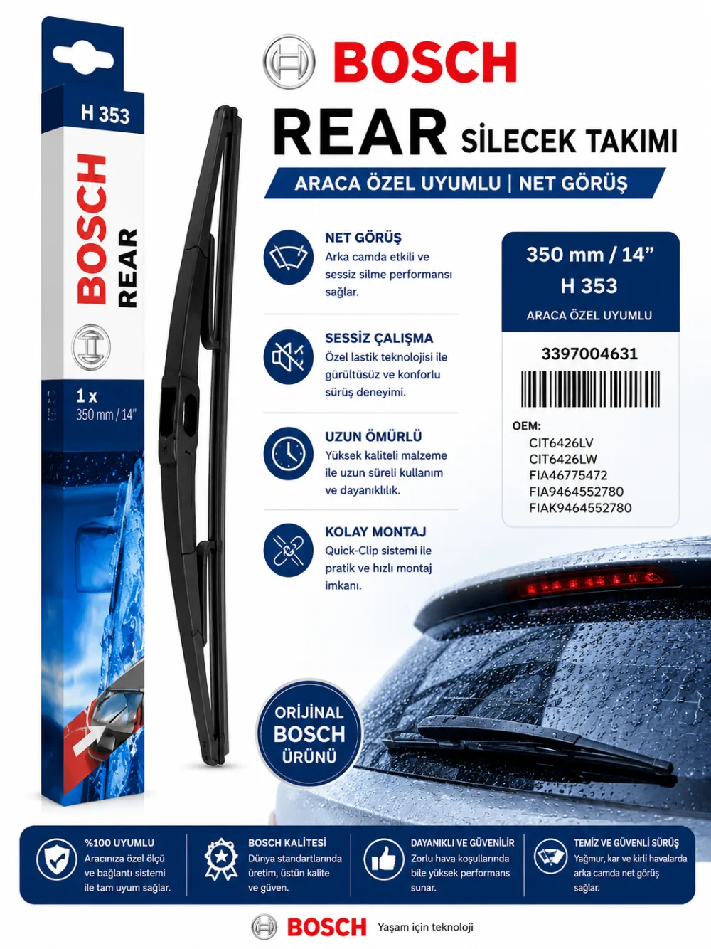 H353 Silecek Takımı 350 mm Courier Uyumlu 3397004631