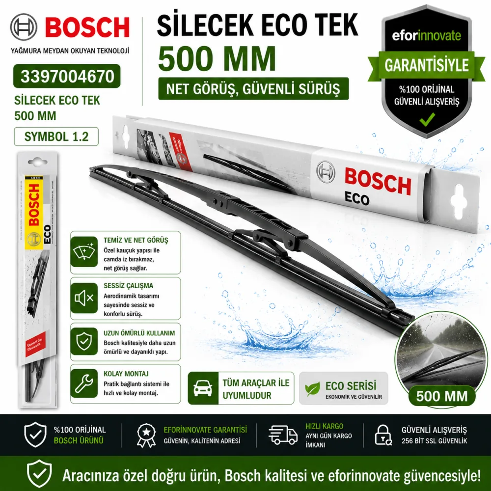 Eco Tekli Silecek Süpürgesi 500 mm Symbol Uyumlu 3397004670