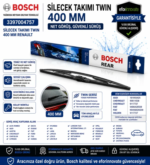Twin Silecek Takımı 400 mm Renault Uyumlu 3397004757