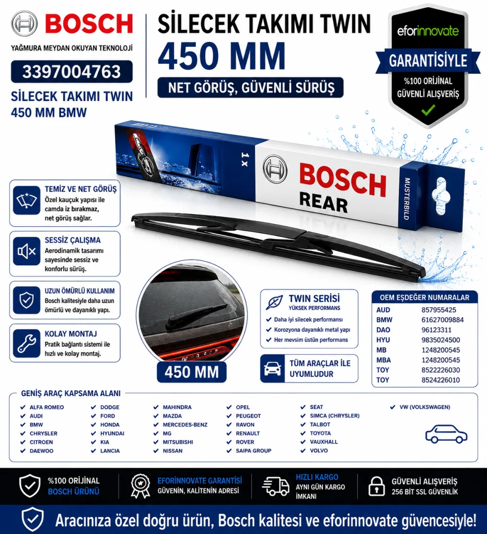 Twin Silecek Takımı 450 mm Bmw Uyumlu 3397004763