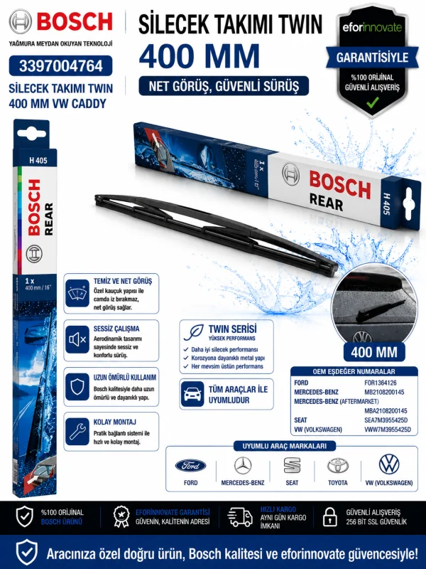 Twin Silecek Takımı 400 mm Volkswagen Caddy Uyumlu 3397004764