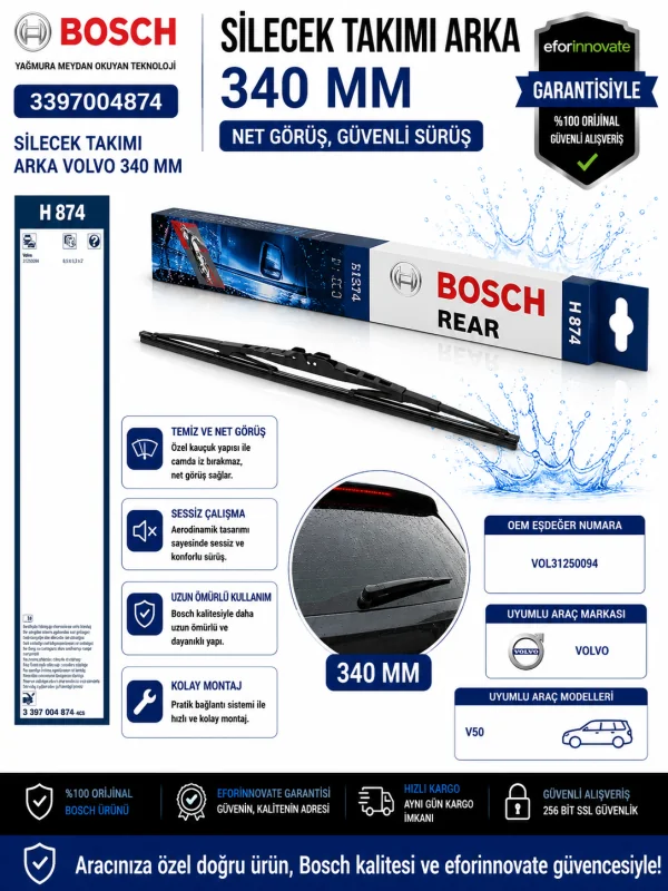 Arka Cam Sileceği 340 mm Volvo Uyumlu 3397004874