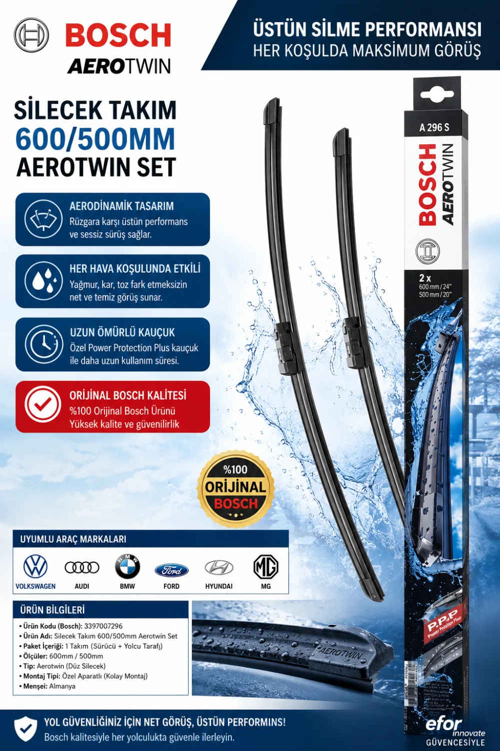 Aerotwin Silecek Takımı 600/500 mm 3397007296