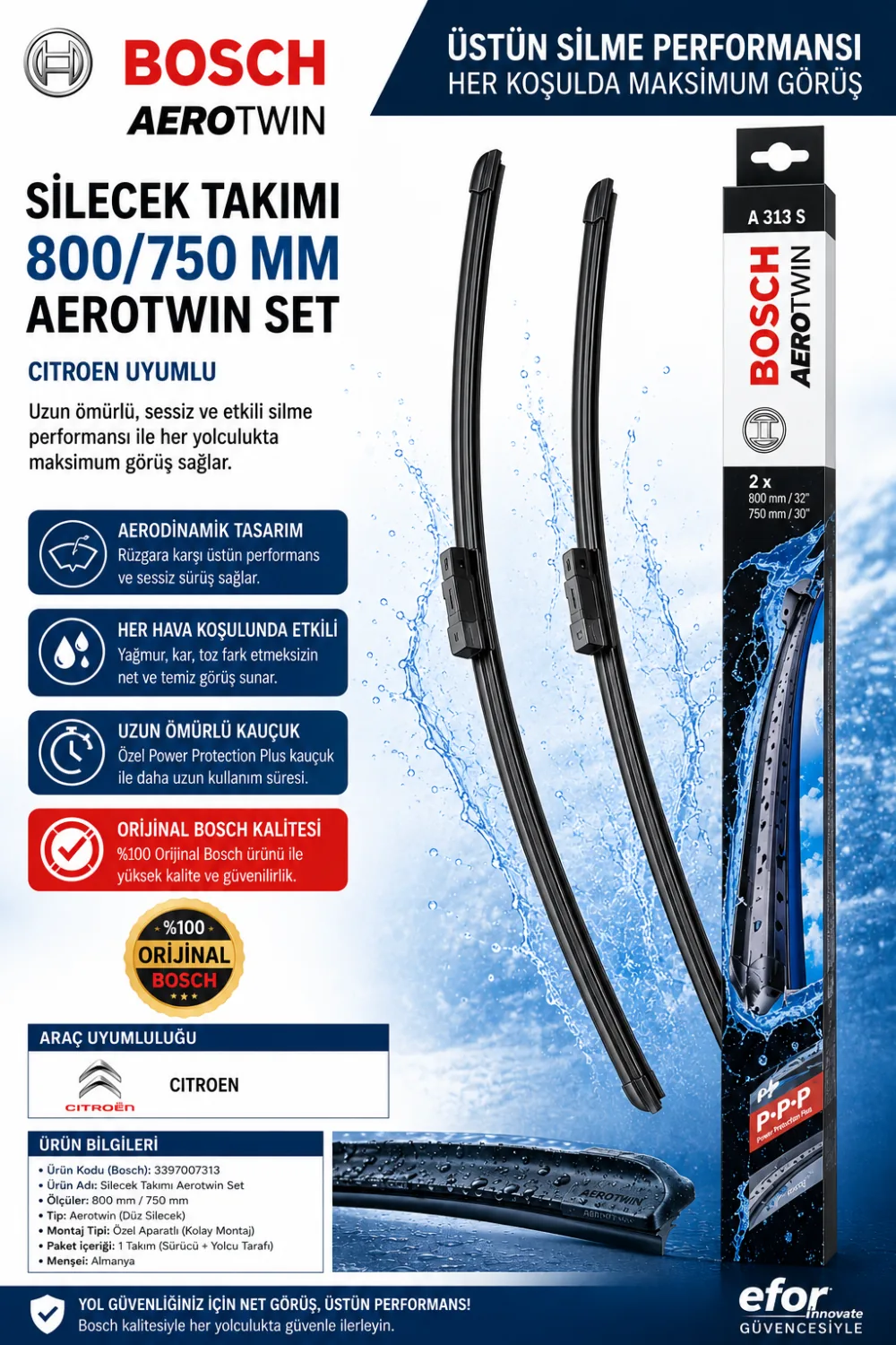 Aerotwin Silecek Takımı 800/750 mm 3397007313