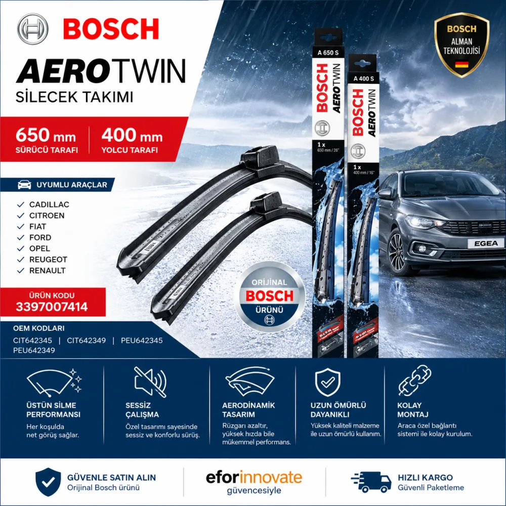 Aerotwin Silecek Takımı 650/400 mm Egea Uyumlu 3397007414