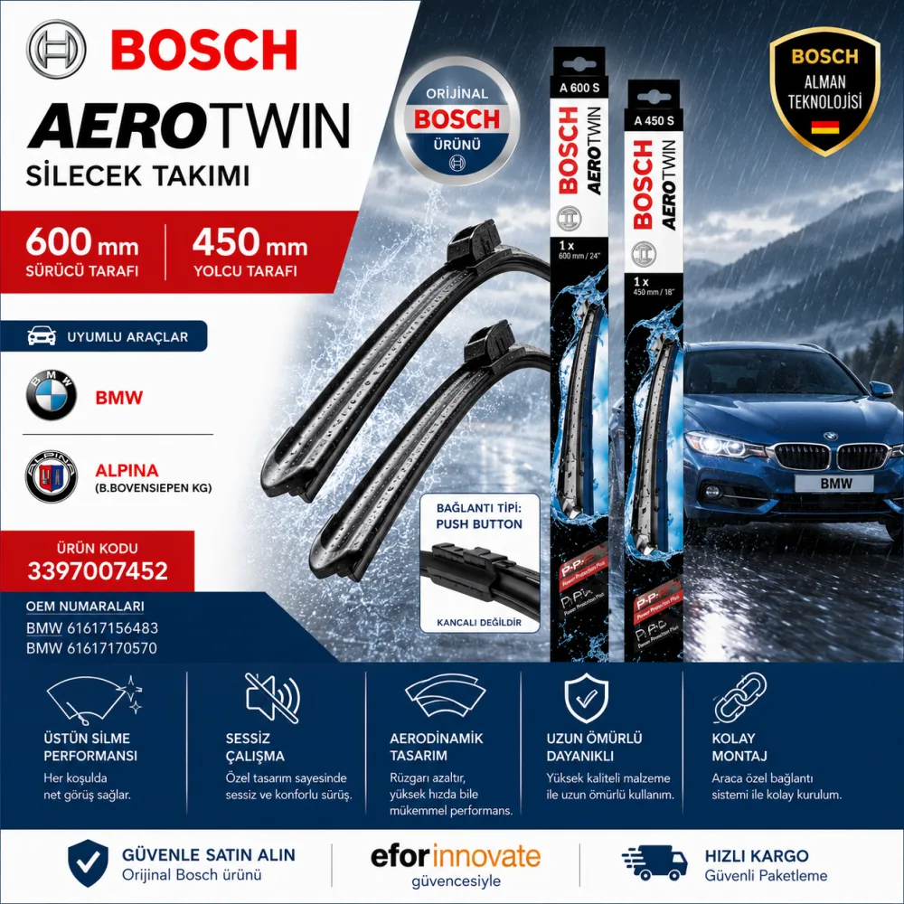 Aerotwin Silecek Takımı 600/450 mm Bmw Uyumlu 3397007452