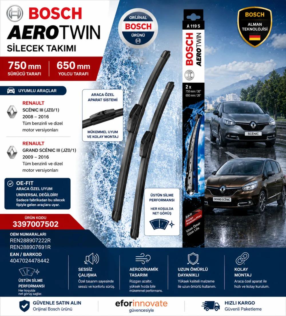 Aerotwin Silecek Takımı 750/650 mm 3397007502