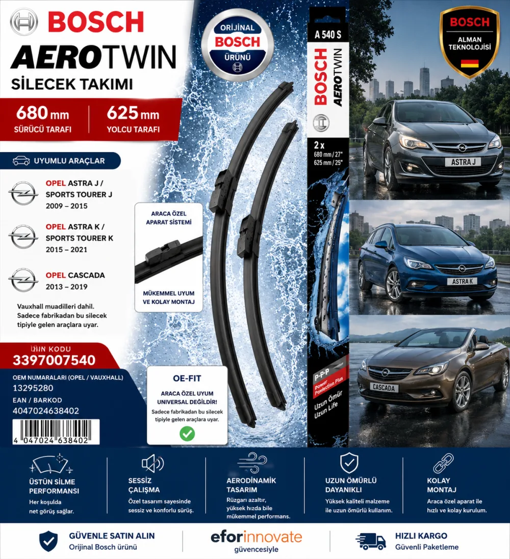Aerotwin Silecek Takımı 680/625 mm Opel Uyumlu 3397007540