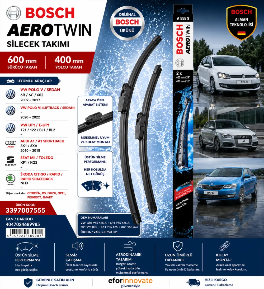 Twin Silecek Takımı 600/400 mm Volkswagen Polo Uyumlu 3397007555