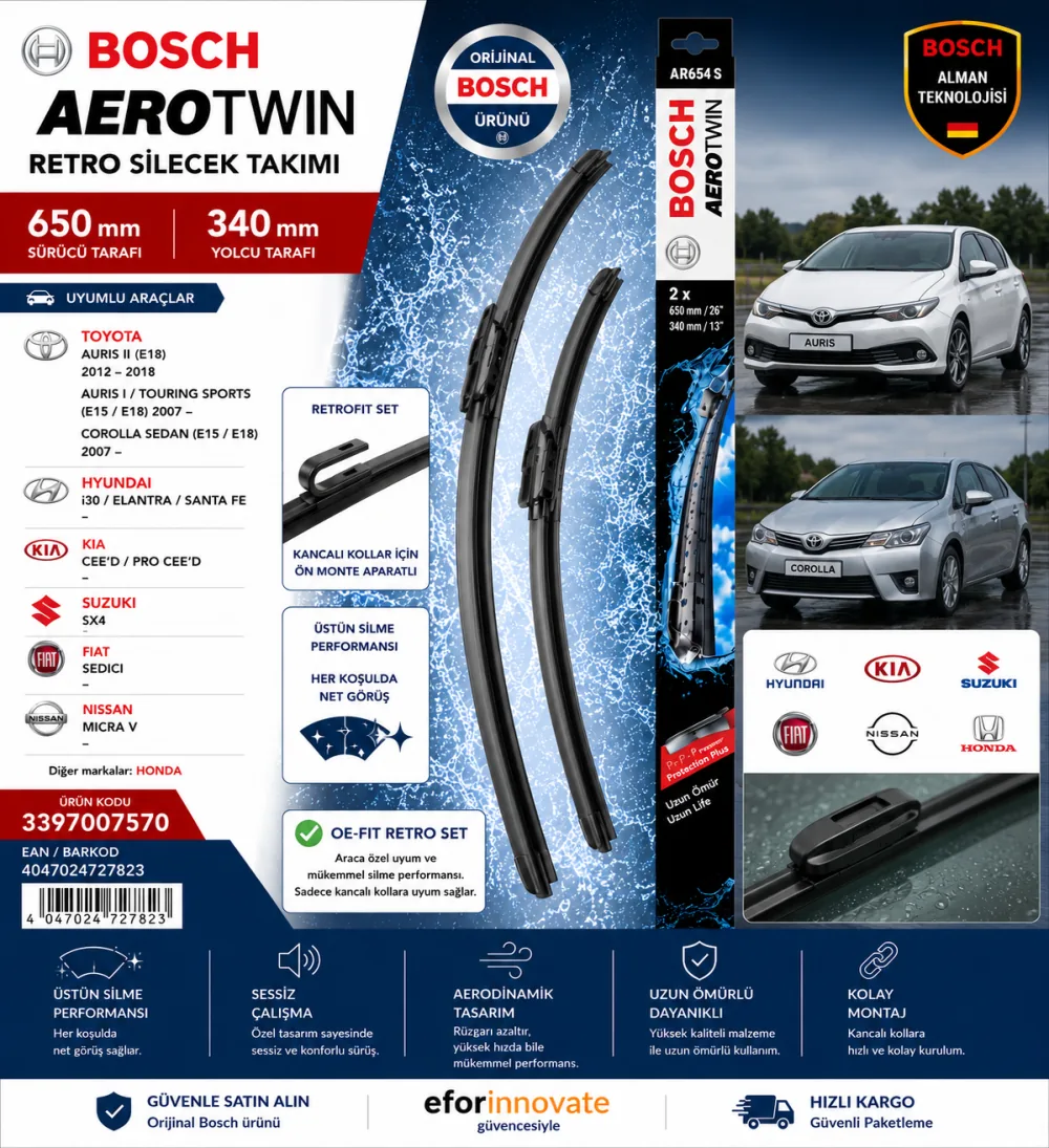 Aerotwin Silecek Takımı 650/340 mm Toyota Uyumlu 3397007570