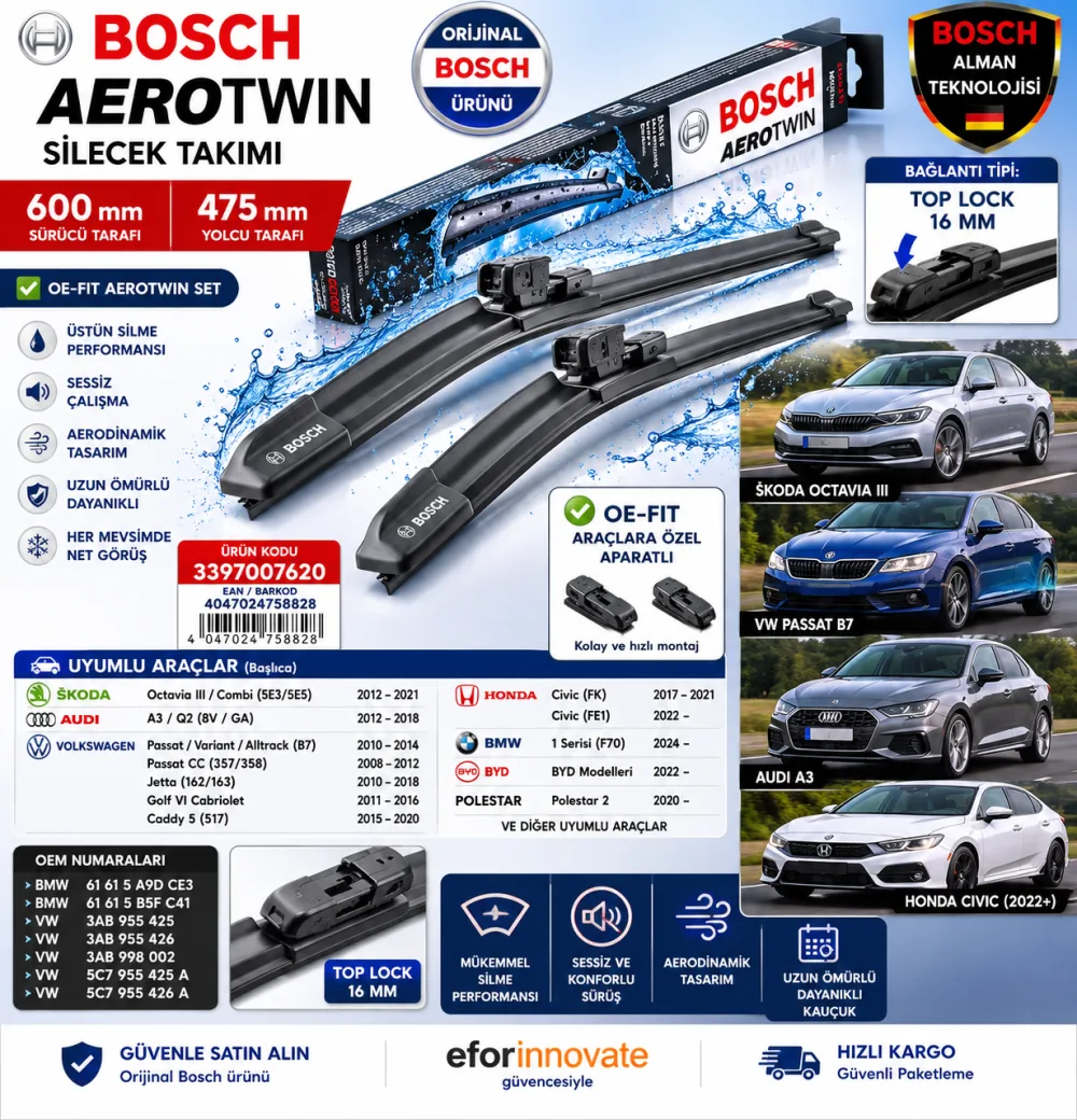 Aerotwin Silecek Takımı 600/475 mm 3397007620