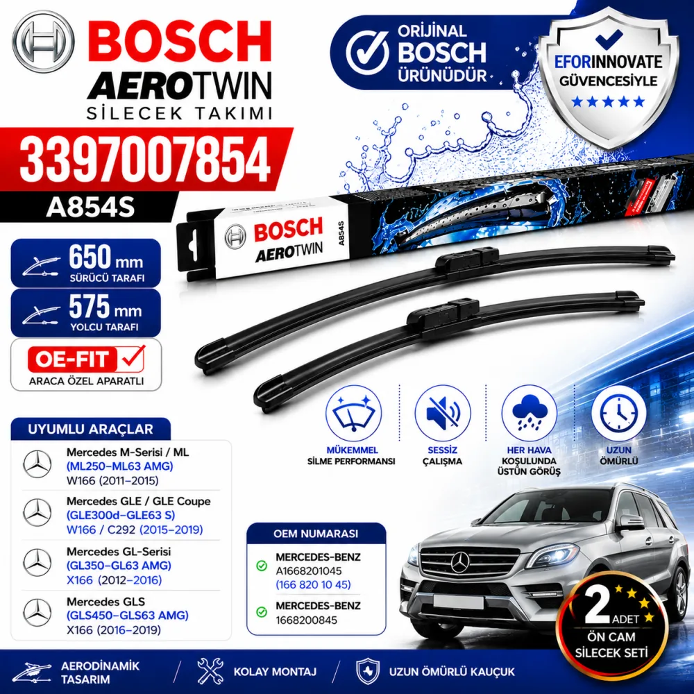 Aerotwin Silecek Takımı 650/575 mm Mercedes Uyumlu 3397007854