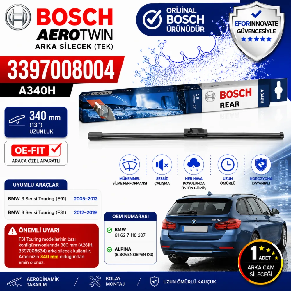 Arka Cam Sileceği 340 mm Bmw Uyumlu 3397008004