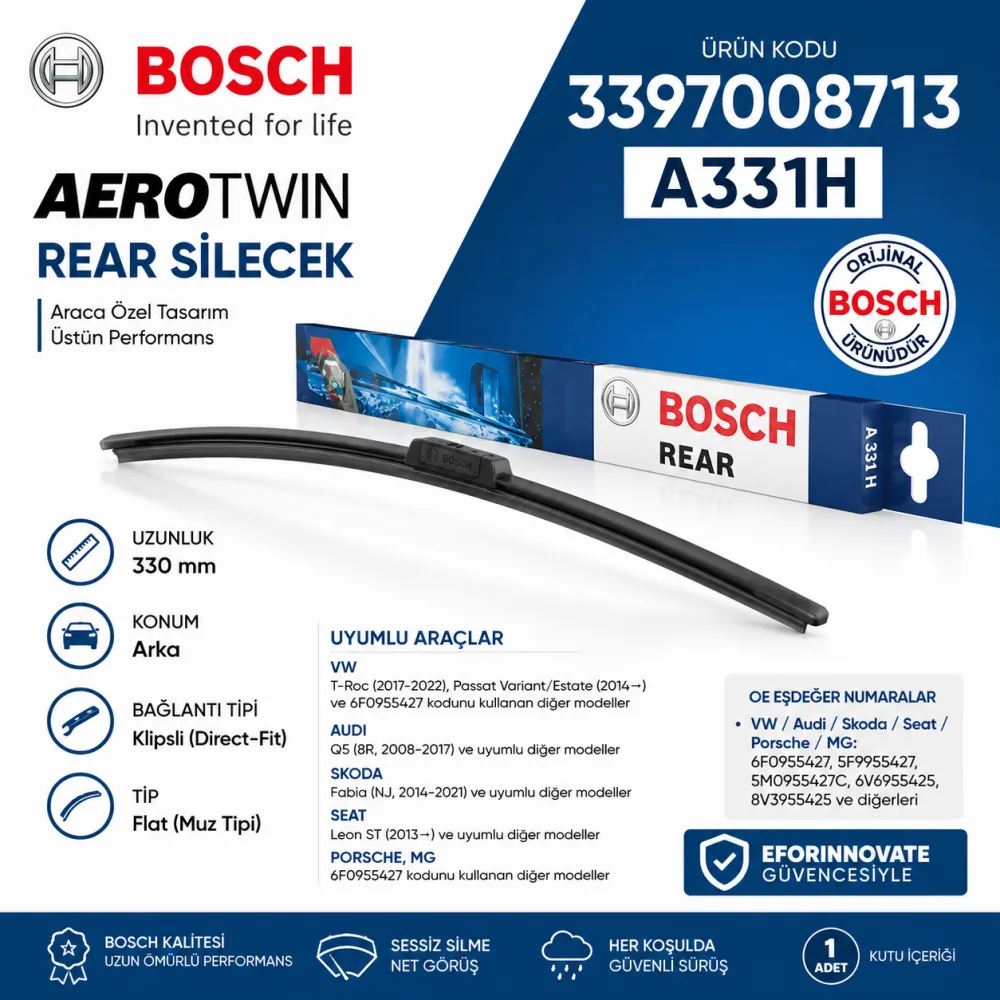 Aerotwin A331H Arka Cam Sileceği 330 mm Volkswagen Uyumlu 3397008713